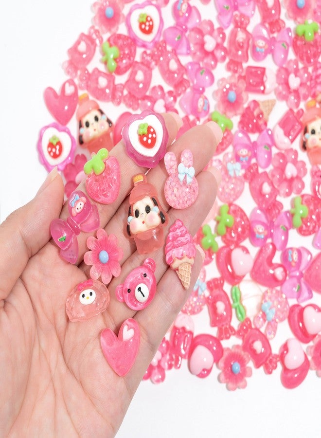 Decoden Charms 100PCS Mixed Kawaii Flatback Resin Charms for Crafts, Cabochon for DIY Projects, Slime Charm, Resin Art, Scrapbooking, Phone Case & Accessories (Pink) - Image 3
