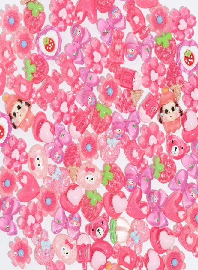 Decoden Charms 100PCS Mixed Kawaii Flatback Resin Charms for Crafts, Cabochon for DIY Projects, Slime Charm, Resin Art, Scrapbooking, Phone Case & Accessories (Pink) - Image 4