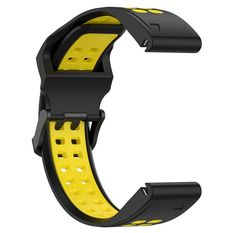 S-TOP For Garmin Forerunner 955 Two Color Reverse Buckle 22mm Silicone Watch Band(Black+Yellow) - Image 2