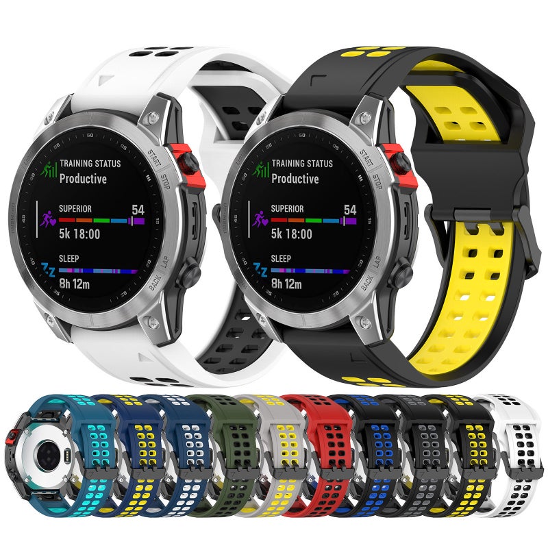 S-TOP For Garmin Forerunner 955 Two Color Reverse Buckle 22mm Silicone Watch Band(Black+Yellow) - Image 3