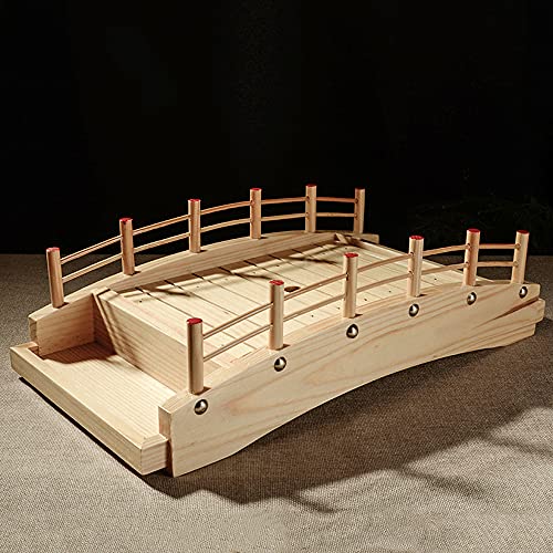 WINIAER Wooden Arch Bridge Sushi Boat Serving Tray, Sushi Bridge Serving Plate Food Platter for Restaurant or Home (53 x 24 x 13cm / 20.8 x 9.4 x 5.1inch) - Image 3
