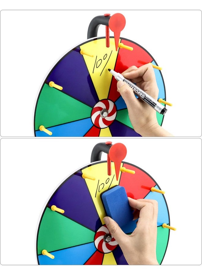 QWORK 12" Spinning Prize Wheel, 10 Slot Tabletop Color Spinning Wheel, Fun And Fair Game For Carnivals, Trade Shows, And Parties - Image 2