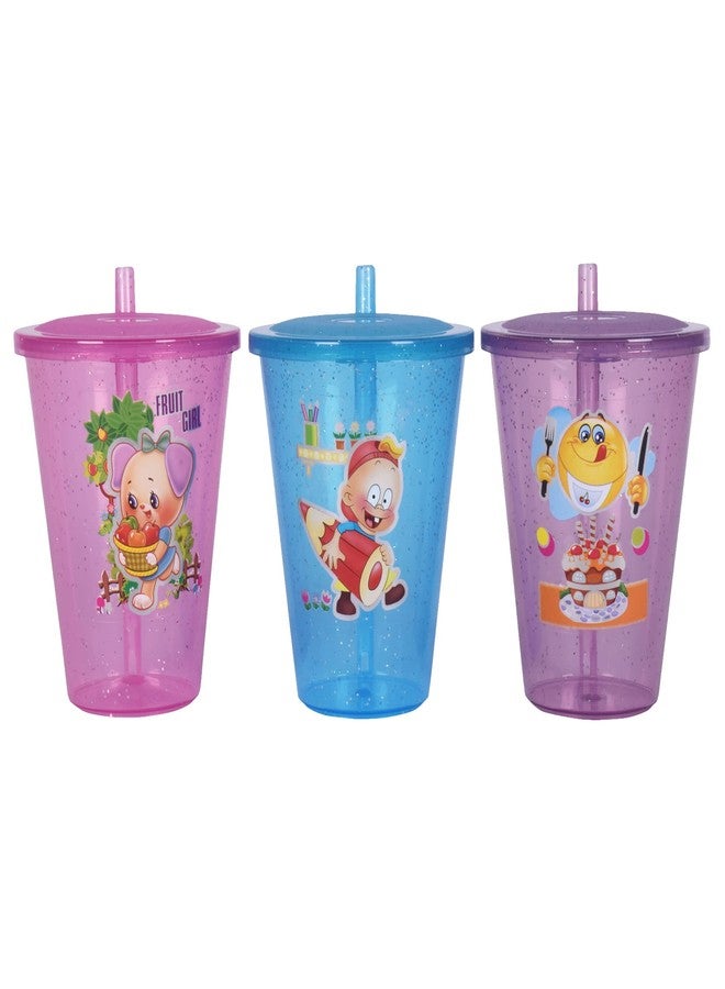 faas 6 Pcs BPA Free Fun Cartoon Printed Bright Color Straw Cup Sipper Glass with Lid for Toddler, Kids, Boys/Girls (Multicolor) - Image 4