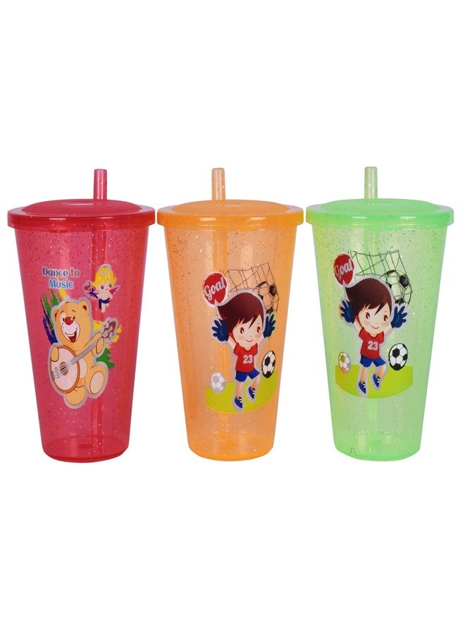 faas 6 Pcs BPA Free Fun Cartoon Printed Bright Color Straw Cup Sipper Glass with Lid for Toddler, Kids, Boys/Girls (Multicolor) - Image 3