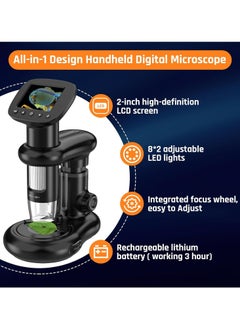 Generic Kids Microscope Including 32GB SD Card and 12 Dspecimens Handheld Digital Microscope with 2 IPS Screen Take Pictures Videos Download to PC Mac 1000X Pocket Microscope  - Image 4