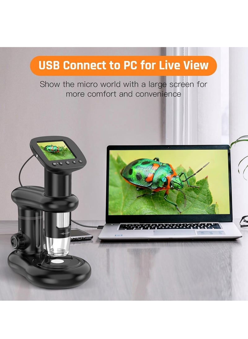Generic - Kids Microscope Including 32GB SD Card and 12 Dspecimens Handheld Digital Microscope with 2 IPS Screen Take Pictures Videos Download to PC Mac 1000X Pocket Microscope - Image 1