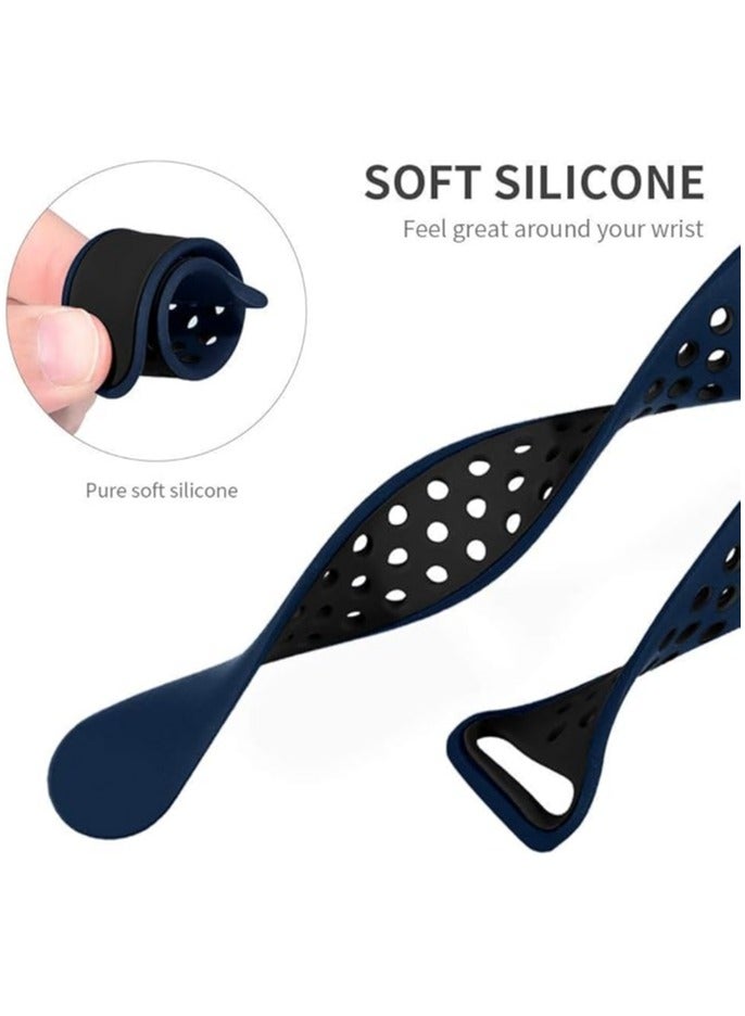 FITIT أشرطة FITIT لسلسلة ساعة آبل 3 وما فوق (حالات 42 مم و 45 مم و 49 مم)، حزام معصم بديل من السيليكون الناعم القابل للتنفس، أزرق وأسود - Image 3