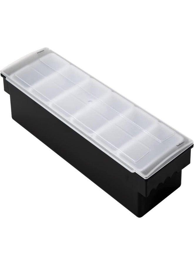 HAINE Polycarbonate Bar Garnish Tray with 6 Compartments, Black, Rectangular - Image 3