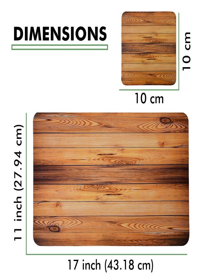 Yellow Weaves 6 Piece Wooden Style PVC Dining Table Placemats, (Color - Wood) - Image 3