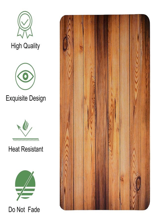 Yellow Weaves 6 Piece Wooden Style PVC Dining Table Placemats, (Color - Wood) - Image 2