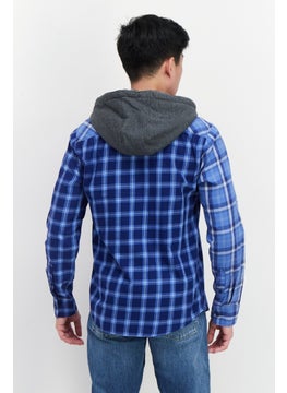 Sun Stone Men Regular Fit Plaid Long Sleeves Casual Shirt, Blue  - Image 4