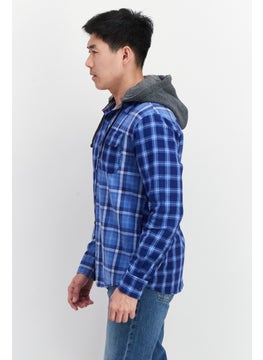 Sun Stone Men Regular Fit Plaid Long Sleeves Casual Shirt, Blue  - Image 2