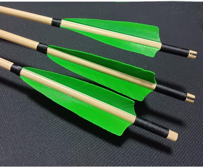 e5e10 Wooden Arrows Archery Handmade Arrows 33inch Shaft with Turkey Feather Fletching for Recurve Bow Longbow Hunting Practice 12PACK - Image 4