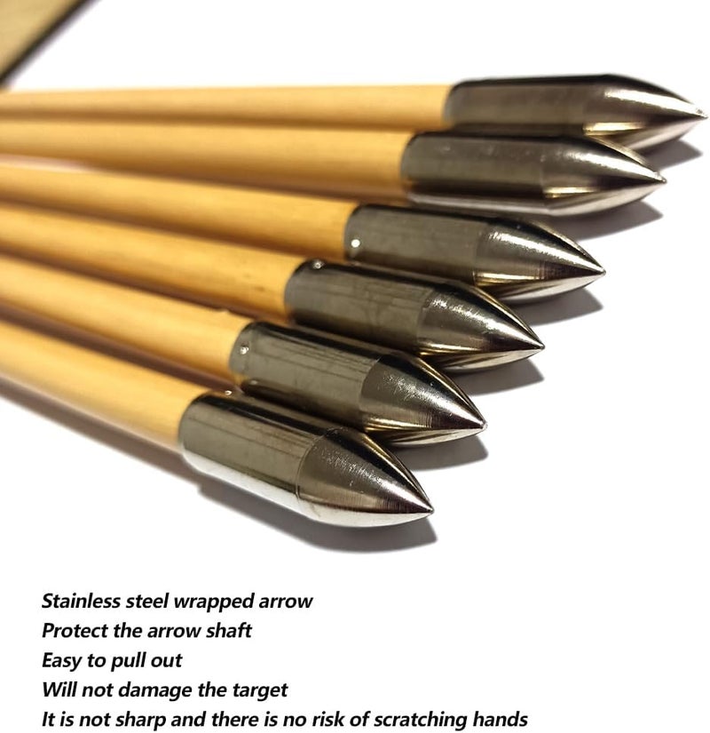 e5e10 Wooden Arrows Archery Handmade Arrows 33inch Shaft with Turkey Feather Fletching for Recurve Bow Longbow Hunting Practice 12PACK - Image 5
