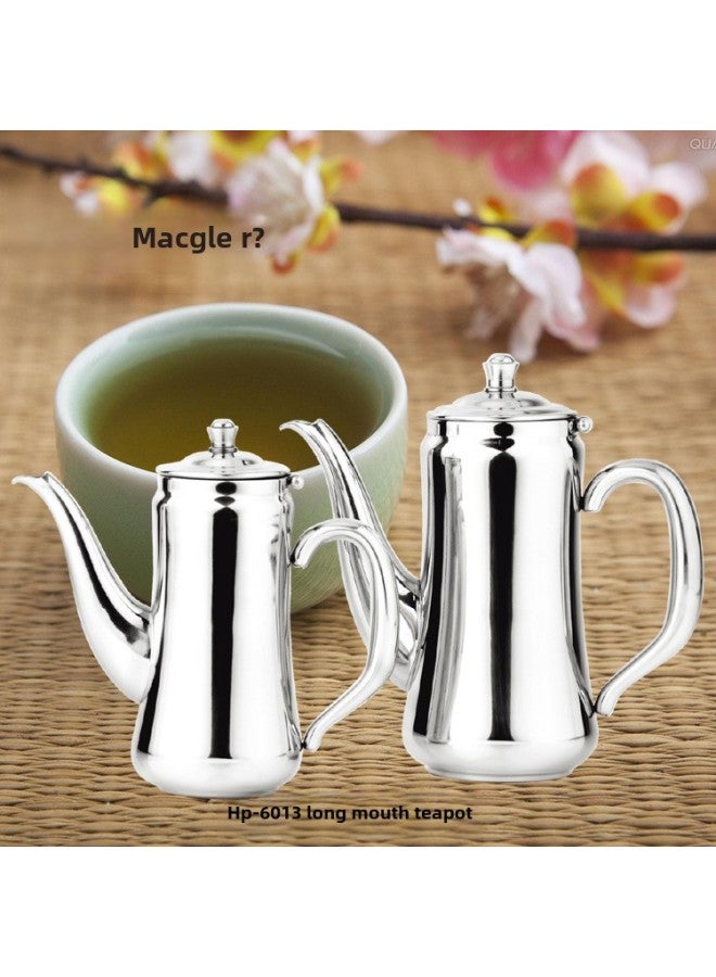 McGoge 304 Thickened Stainless Steel Kettle With Lid Cold Kettle Short Mouth Cold Kettle Bar Kettle-Color:Silver-Capacity:Long Mouth 0.35L - Image 1