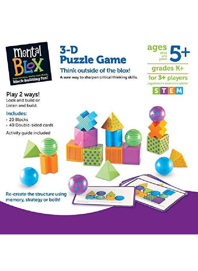 Learning Resources - Mental Blox Critical Thinking Game Homeschool 20 Blocks 40 Activity Cards Ages 5+Multicolor - Image 1