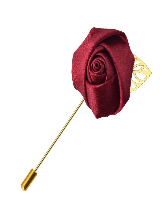 MXXGMYJ Flower Brooch Pins for Women Fashion Burgundy Rose Lapel Pin for Men Suits Red Rose Boutonniere with Pins for Clothes Brooches for Women Wedding Boutonnieres for Homecoming Lapel Flowers for Men Suits - Image 1