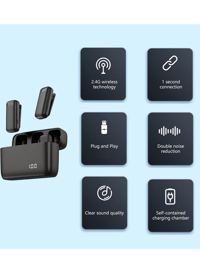 Professional Lavalier Microphone Comes With Charging Box 2.4GHz Transmission Automatic Noise Reduction For IPhone IPad Very Suitable For Recording YouTube/Interview/Video/Podcast/Audio Recording - Image 2