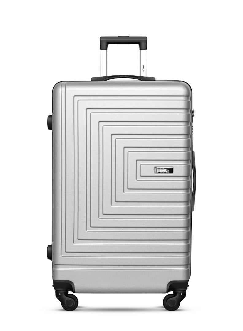 MNUK Pilgrimage Checked Luggage | Hardside Soft Handle Trolley with TSA Lock | 360° 4 Wheeler| Medium-24 Inch, Silver - Image 1