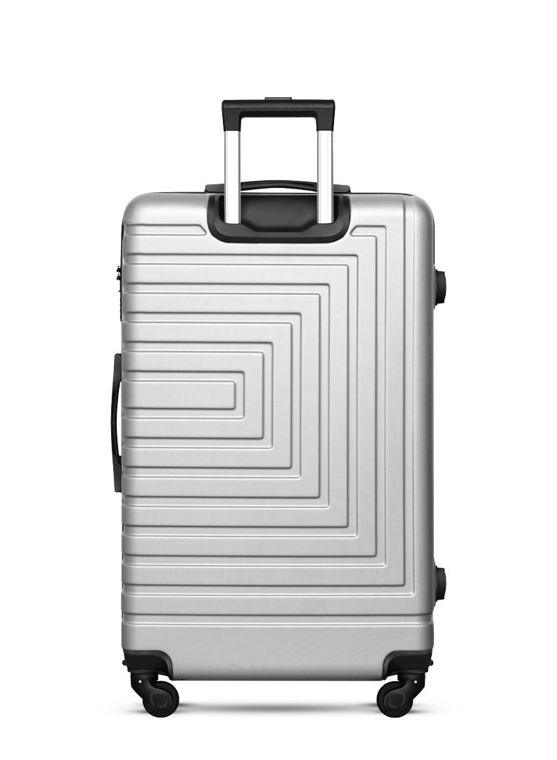 MNUK Pilgrimage Checked Luggage | Hardside Soft Handle Trolley with TSA Lock | 360° 4 Wheeler| Medium-24 Inch, Silver - Image 2