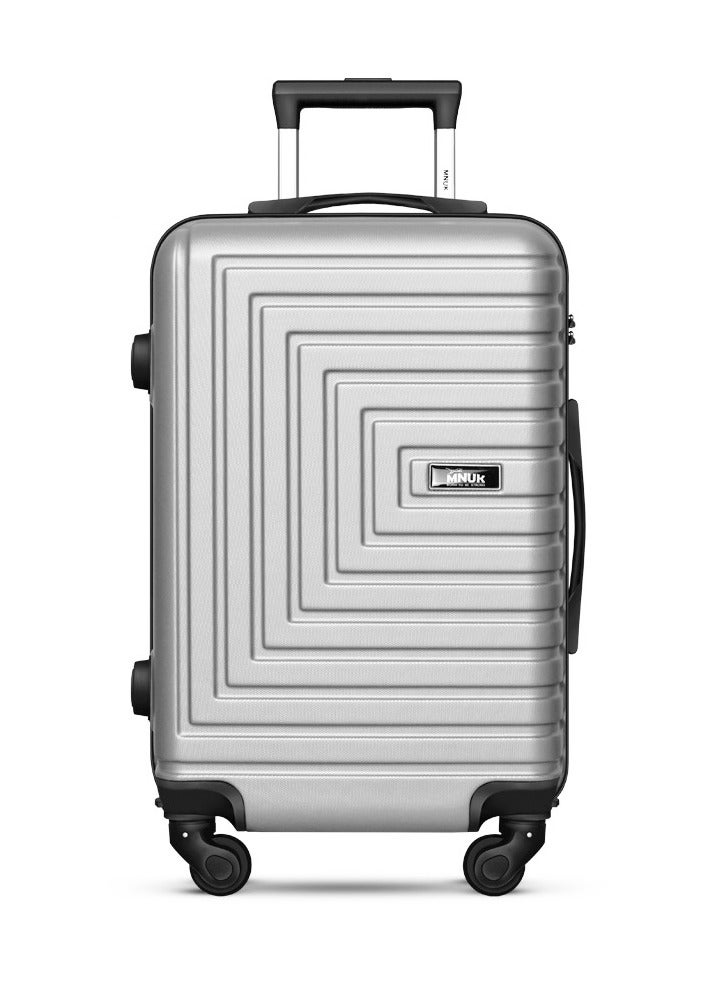 MNUK Pilgrimage Checked Luggage | Hardside Soft Handle Trolley with TSA Lock | 360° 4 Wheeler| Medium-24 Inch, Silver - Image 1
