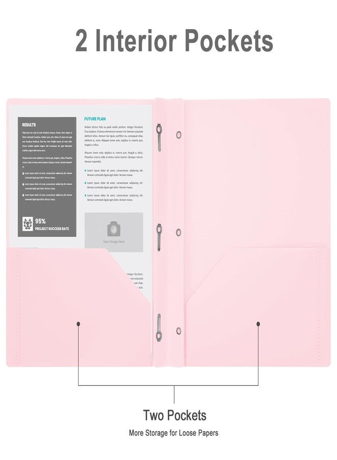 XRUNMIX Two-Pocket-Folders with 3 Prongs, Letter Size Plastic Folders with Pockets and Prongs, Poly Plastic Folders for Office & School. 6 Pastel Colors (Pink - 12 Packs) - Image 4