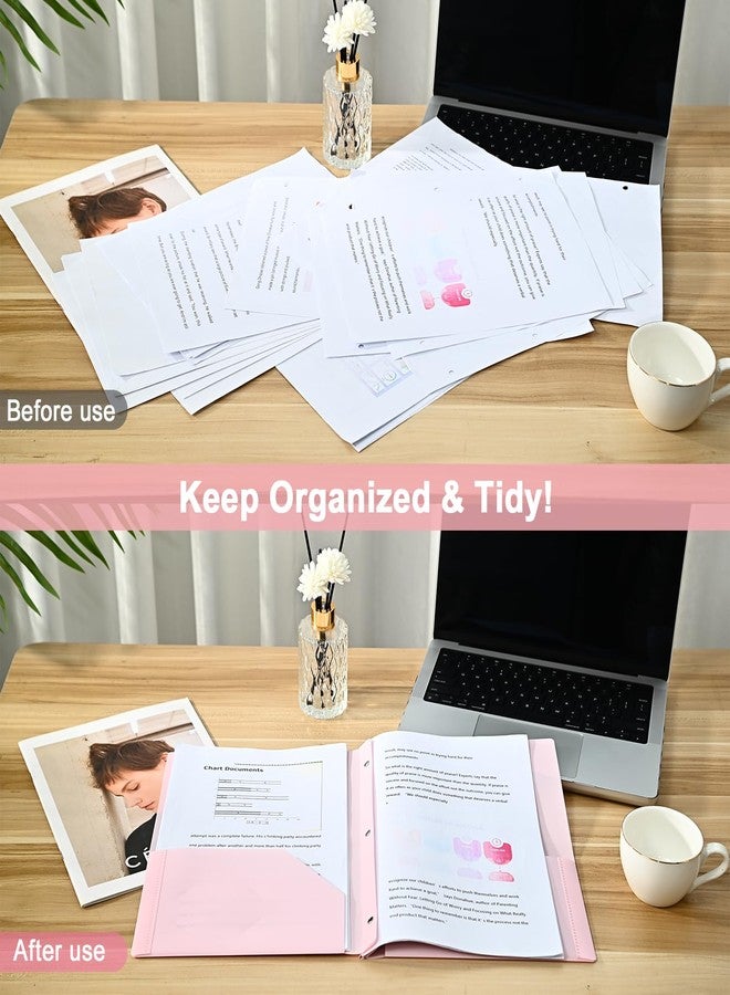 XRUNMIX Two-Pocket-Folders with 3 Prongs, Letter Size Plastic Folders with Pockets and Prongs, Poly Plastic Folders for Office & School. 6 Pastel Colors (Pink - 12 Packs) - Image 5