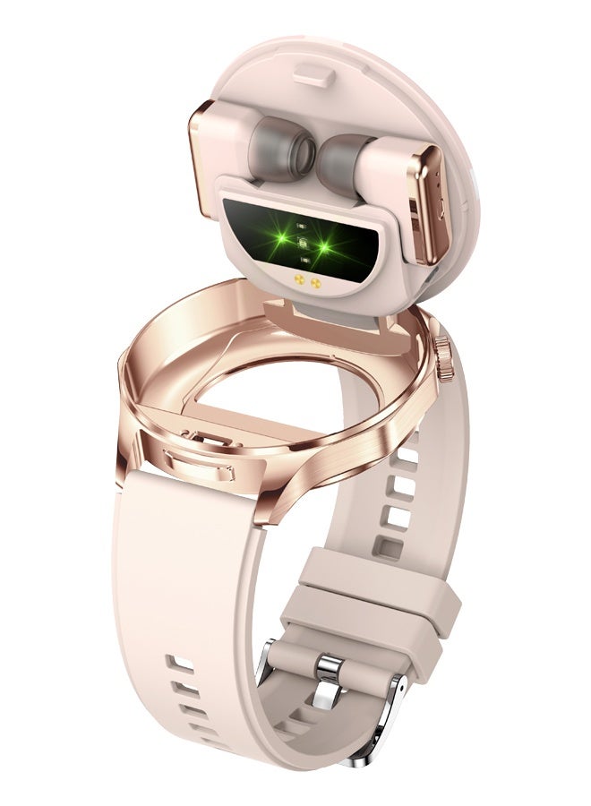 رولستيمي ساعة ذكية رياضية للرجال مقاومة للماء مع سماعة رأس لاسلكية مدمجة لمراقبة الصحة وضع متعدد الرياضات ، ومناسبة لعشاق الرياضة في الهواء الطلق(شريط وردي) - Image 1