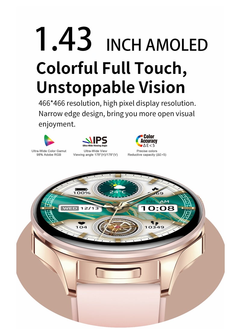 رولستيمي ساعة ذكية رياضية للرجال مقاومة للماء مع سماعة رأس لاسلكية مدمجة لمراقبة الصحة وضع متعدد الرياضات ، ومناسبة لعشاق الرياضة في الهواء الطلق(شريط وردي) - Image 3