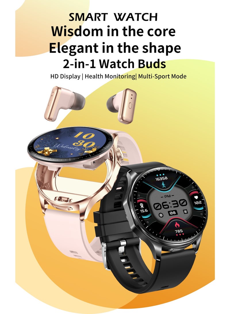 رولستيمي ساعة ذكية رياضية للرجال مقاومة للماء مع سماعة رأس لاسلكية مدمجة لمراقبة الصحة وضع متعدد الرياضات ، ومناسبة لعشاق الرياضة في الهواء الطلق(شريط وردي) - Image 2