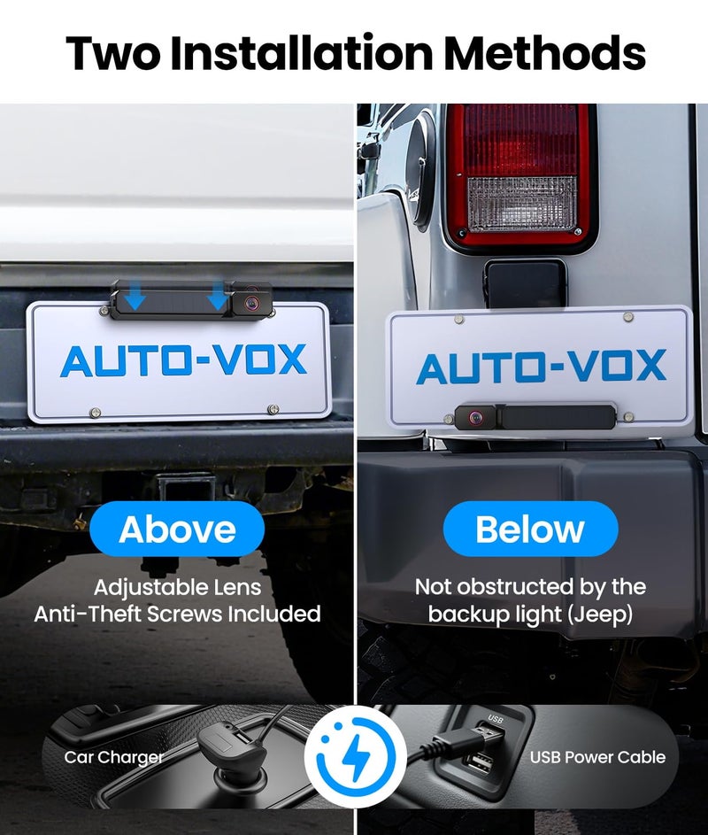 AUTO-VOX Solar Wireless Backup Camera: 7.2" HD Split-Screen DVR Recording, Dual Antenna Signal Upgrade, 3-Minute Easy Install, 1080P Color Night Vision Back Up Camera for Car, Truck, Camper, Trailer - Image 3