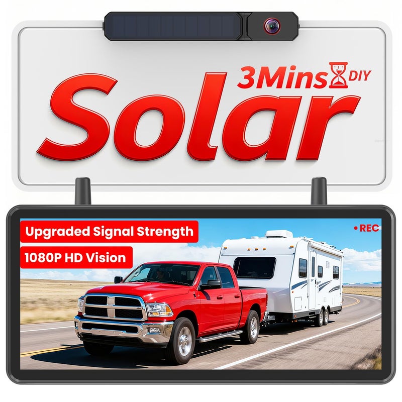 AUTO-VOX Solar Wireless Backup Camera: 7.2" HD Split-Screen DVR Recording, Dual Antenna Signal Upgrade, 3-Minute Easy Install, 1080P Color Night Vision Back Up Camera for Car, Truck, Camper, Trailer - Image 1