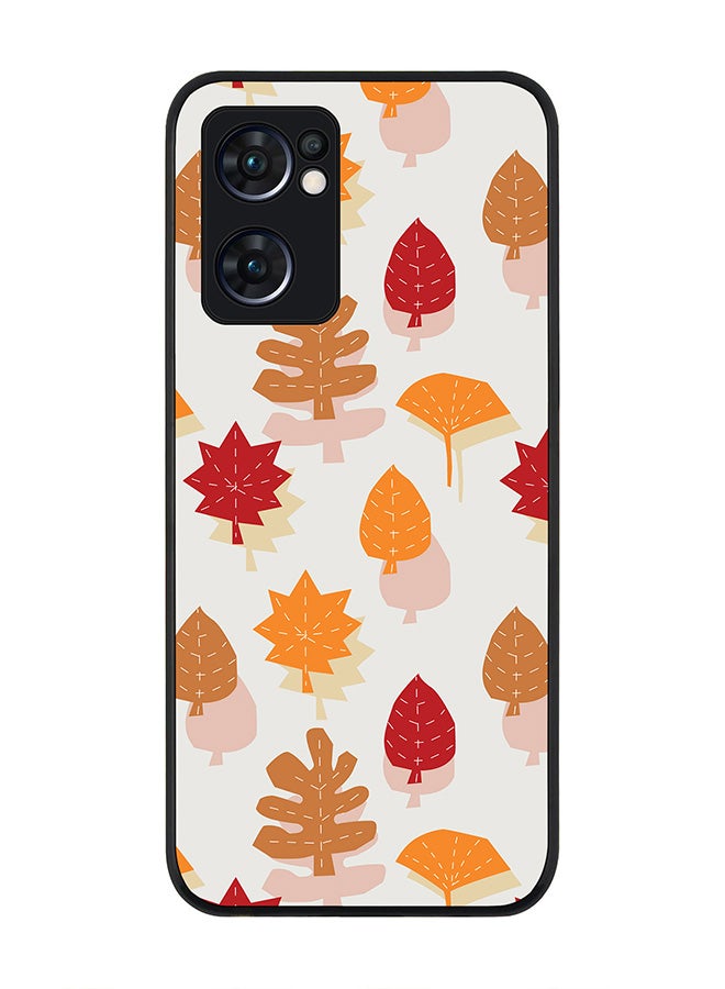 Stylizedd Rugged Black edge case for Oppo Find X5 Lite, Slim fit Soft Case Flexible Cover - Autumn Scribble - Image 1