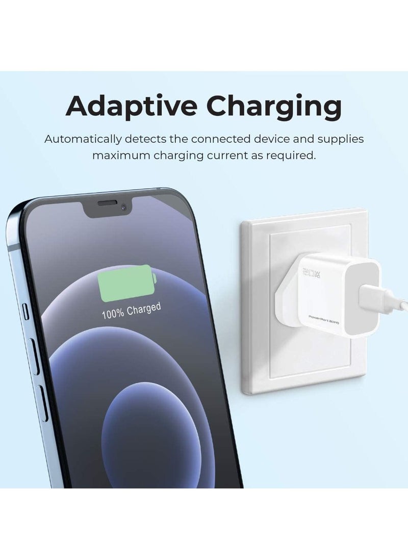 Generic - 20W USB-C Charger with Power Delivery, Ultra-Compact Fast Charge Type-C Wall Adapter with USB-C Power Delivery for iPhone 12/12 Mini/12 Pro/12 Pro Max, iPad Pro - Image 1