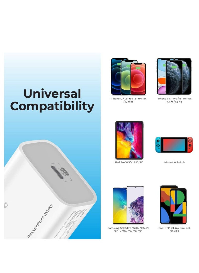 Generic - 20W USB-C Charger with Power Delivery, Ultra-Compact Fast Charge Type-C Wall Adapter with USB-C Power Delivery for iPhone 12/12 Mini/12 Pro/12 Pro Max, iPad Pro - Image 1
