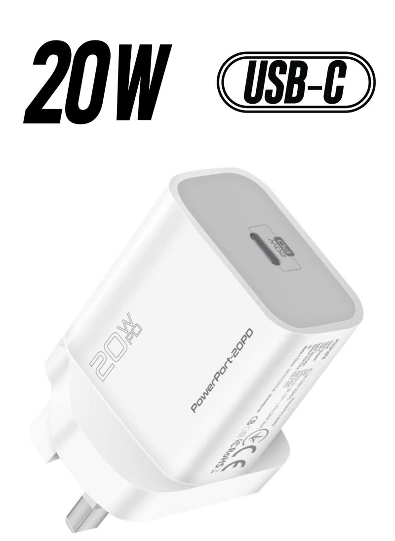 Generic - 20W USB-C Charger with Power Delivery, Ultra-Compact Fast Charge Type-C Wall Adapter with USB-C Power Delivery for iPhone 12/12 Mini/12 Pro/12 Pro Max, iPad Pro - Image 1