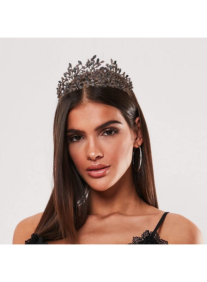 Renaissance Costume Women Crown, Vofler Black Fairy Mother Nature Woodland Elf Witch Gothic Tiara Headband Headpiece for Princess Queen Girl Birthday Pageant Wedding Prom Halloween Party Homecoming