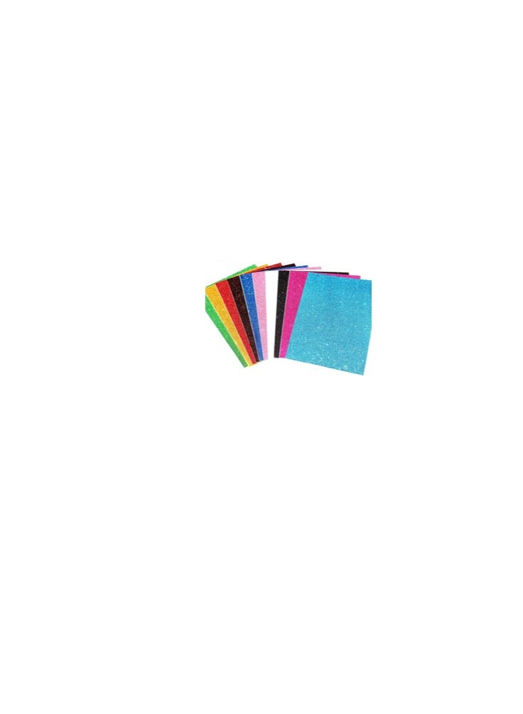 Sadaf 10-Piece A4 Size Glitter Sponge Sheet With Sticker Assorted Colours - Image 2