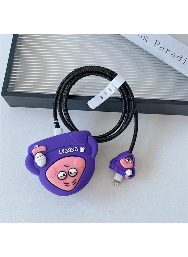 2024 Cartoon British Rules 20W Fast Charging Head Protective Cover For Apple 20WPD Charger Folding Three-plug-Specifications:Apple British Standard 20w Sweatshirt Pie Star 4-piece Set - Image 1