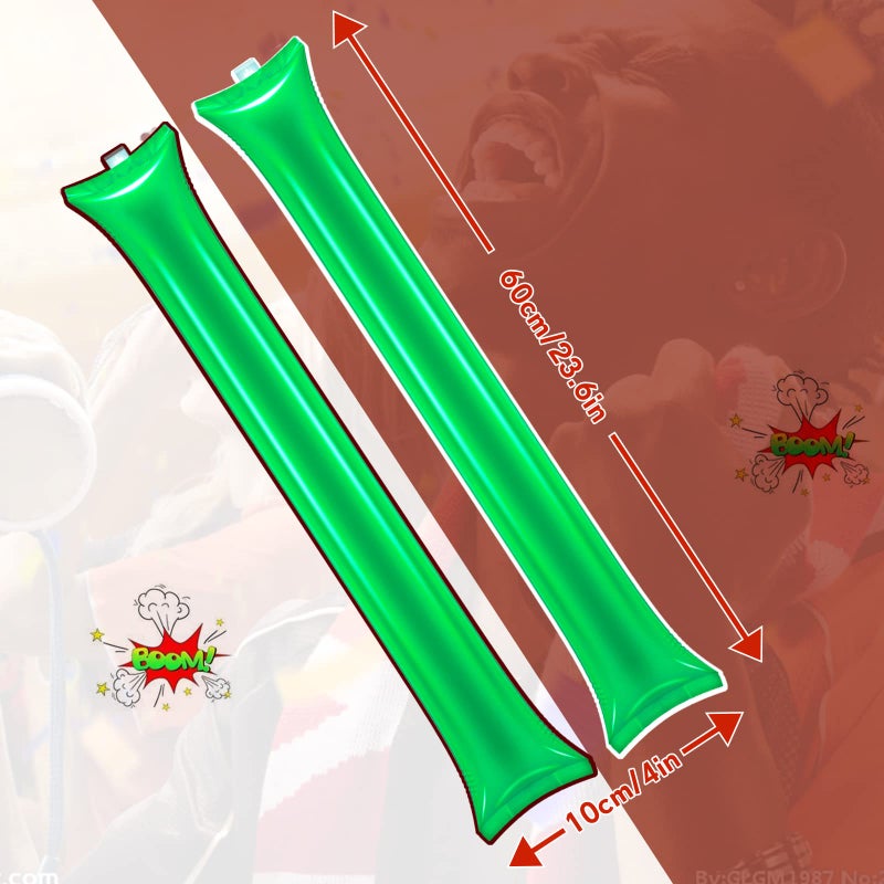 Civaner 48 Pcs Christmas Thunder Stick Team Spirit Boom Stick Cheering Stick Plastic Cheerleading Spirit Stick Clapper Inflatable Noise Maker Sports Supply(Green) - Image 4