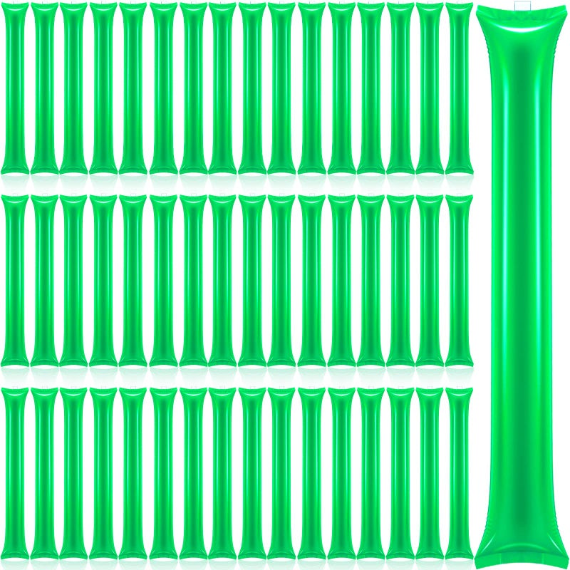 Civaner 48 Pcs Christmas Thunder Stick Team Spirit Boom Stick Cheering Stick Plastic Cheerleading Spirit Stick Clapper Inflatable Noise Maker Sports Supply(Green) - Image 1