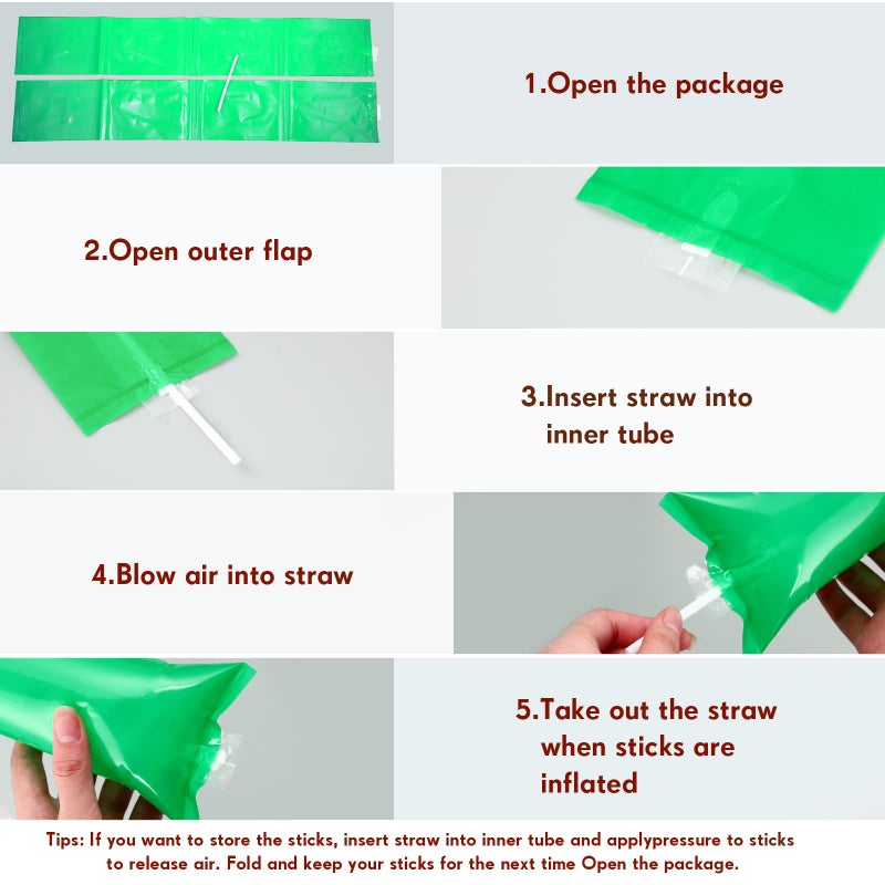 Civaner 48 Pcs Christmas Thunder Stick Team Spirit Boom Stick Cheering Stick Plastic Cheerleading Spirit Stick Clapper Inflatable Noise Maker Sports Supply(Green) - Image 2