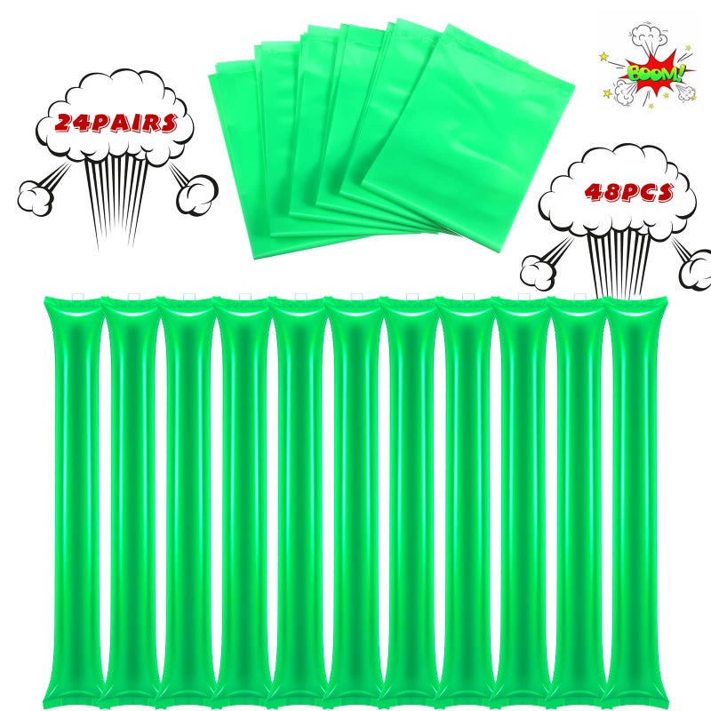 Civaner 48 Pcs Christmas Thunder Stick Team Spirit Boom Stick Cheering Stick Plastic Cheerleading Spirit Stick Clapper Inflatable Noise Maker Sports Supply(Green) - Image 3