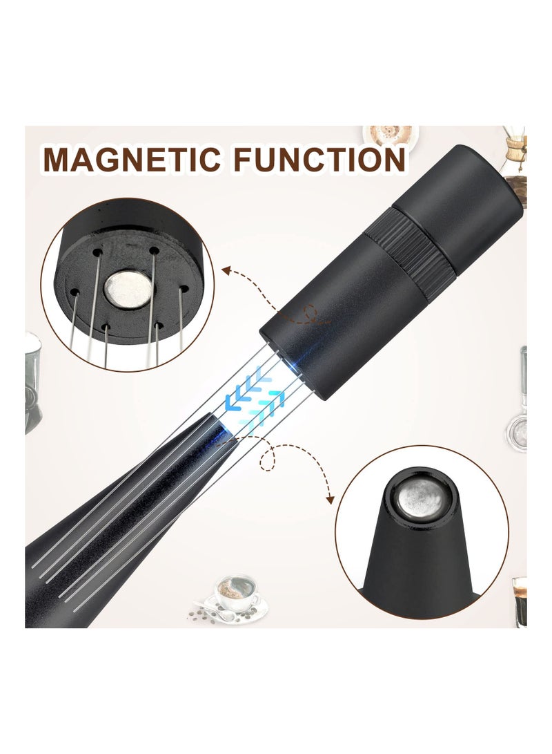 Adjustable Espresso WDT Tool with 0.25mm Needles, Stainless Steel Coffee Stirrer for Even Distribution, Includes Stand - Black Finish - Image 5