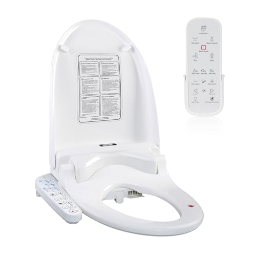 KERDE 08 Smart Electric Bidet Toilet Seat with Warm Air Dryer​ Heated Adjustable Warm Water Seat Temperature Self-Cleaning Nozzle Easy Installation for Most Toilets Elongated (Remote+Armrest) - Image 1