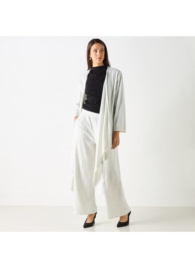 Iconic Iconic Textured Wide Leg Pants with Elasticated Waistband  - Image 2