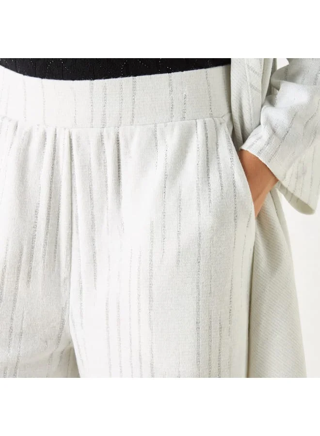 Iconic Iconic Textured Wide Leg Pants with Elasticated Waistband
