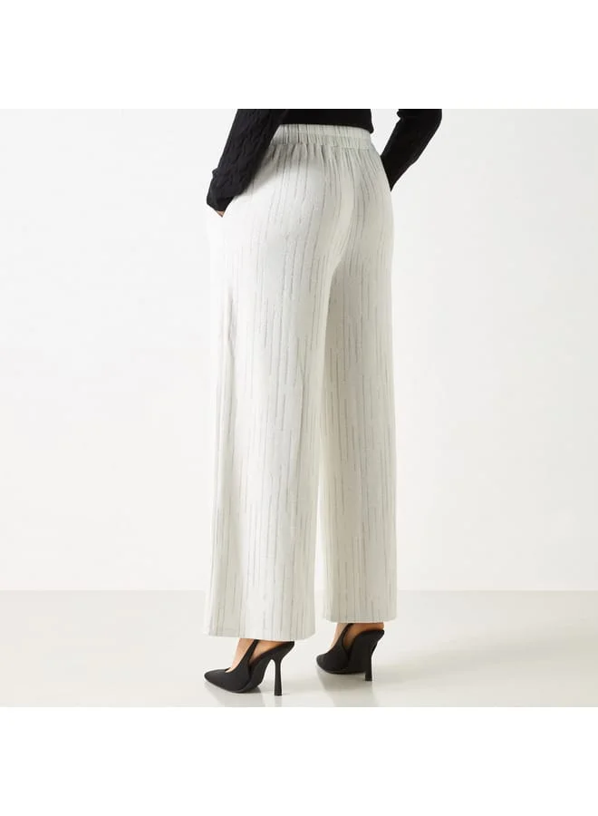 Iconic Iconic Textured Wide Leg Pants with Elasticated Waistband