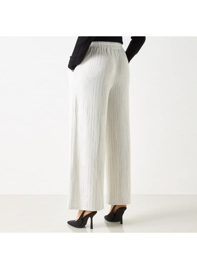 Iconic Iconic Textured Wide Leg Pants with Elasticated Waistband  - Image 3