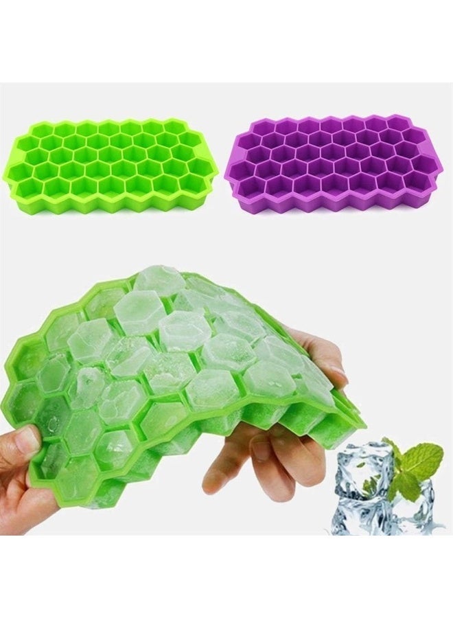 zoba Flexible silicone honeycomb ice cube tray with lid, 37 holes, flexible and soft, suitable for refrigerator and freezer for making small ice cubes. - Image 2